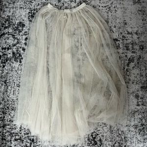 Long Cream color tulle skirt